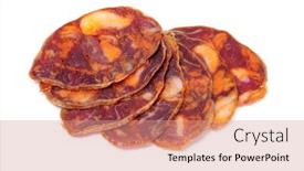  Presentation with chorizo - Audience pleasing slides consisting of red spanish chorizo slices backdrop and a coral colored foreground