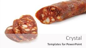  Presentation with chorizo - PPT layouts enhanced with red spanish chorizo on a white background background and a white colored foreground