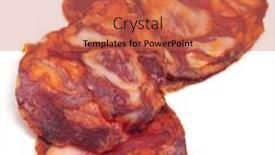  Presentation with chorizo - Cool new slide deck with red spanish chorizo on a white background backdrop and a red colored foreground