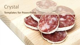  Presentation with lines red and white - Presentation theme enhanced with cloche and platter with open lid over white background and a cream colored foreground