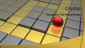  Presentation with red puzzle - Cool new presentation theme with red sphere in labyrinth backdrop and a violet colored foreground