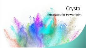  Presentation with dust - Beautiful theme featuring freeze motion of colored dust explosion isolated on white background backdrop and a white colored foreground