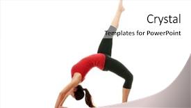  Presentation with exercise - Slides with red sports - young woman doing stretching exercise background and a white colored foreground