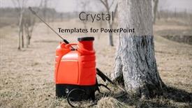  Presentation with sprayer - Presentation theme consisting of red-sprayer-in-spring-garden background and a mint green colored foreground