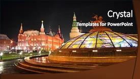 Presentation with museum - Beautiful theme featuring red square - kremlin and museum in moscow backdrop and a  colored foreground