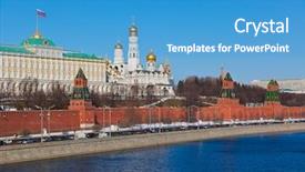  Presentation with world war 1 russia - Beautiful PPT theme featuring red square - kremlin in moscow russia backdrop and a teal colored foreground