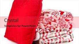  Presentation with chemistry white pills - Presentation design featuring red square - pile warm plaids and pillow background and a red colored foreground