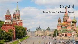  Presentation with square - Audience pleasing presentation design consisting of red square - view of kremlin and st backdrop and a light blue colored foreground
