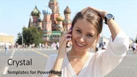  Presentation with phone - Cool new slide deck with fire water connections and pipes in red signal color on the wall of an industrial building backdrop and a dark gray colored foreground