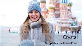  Presentation with winter blue - Amazing theme having red square in central moscow backdrop and a light blue colored foreground