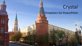  Presentation with russia - Amazing PPT theme having red square in moscow russia backdrop and a light blue colored foreground