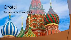 Presentation with blessed - Theme with red square moscow - cathedral of vasily the blessed background and a light blue colored foreground