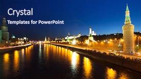  Presentation with square - Colorful PPT theme enhanced with red square moscow - embankment of the moskva river backdrop and a navy blue colored foreground