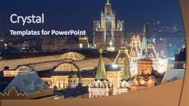  Presentation with rise - Amazing PPT theme having red square moscow - night cityscape with historical museum backdrop and a navy blue colored foreground