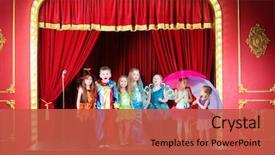  Presentation with theater stage - Colorful slide set enhanced with red stage in theater backdrop and a red colored foreground