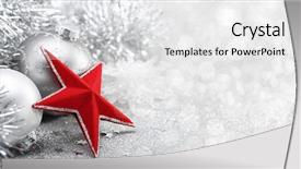  Presentation with red star - Amazing PPT layouts having red star and christmas balls backdrop and a white colored foreground