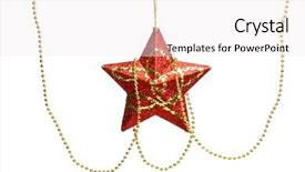  Presentation with star red - Presentation having red star with golden beads isolated on white background and a sky blue colored foreground