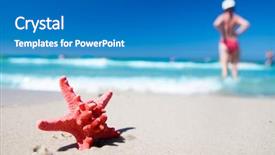  Presentation with starfish - Colorful slide deck enhanced with red starfish on sunny tropical beach backdrop and a teal colored foreground