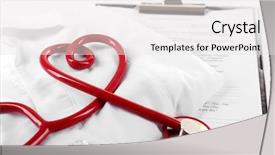  Presentation with red medical - PPT layouts having red stethoscope medical record and uniform on white background background and a white colored foreground