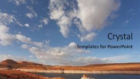 Presentation with blue water - Beautiful PPT theme featuring red stone desert backdrop and a teal colored foreground