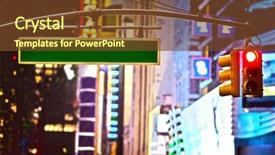  Presentation with stop light - Amazing PPT theme having red stop light on broadway backdrop and a tawny brown colored foreground