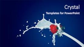  Presentation with white milk - PPT theme with red strawberry with white milk background and a navy blue colored foreground