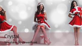  Presentation with red stripe - Slide set featuring red stripe - set of three santa girls background and a coral colored foreground