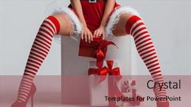  Presentation with sexy santa woman red - PPT layouts featuring red stripe - sexy santa woman legs background and a coral colored foreground