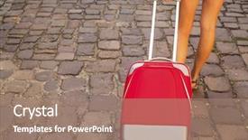  Presentation with road pavement - Cool new presentation theme with red suitcase on the pavement backdrop and a  colored foreground