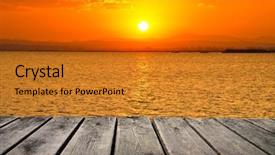  Presentation with rovinj on adriatic sea - Cool new presentation theme with red sunrise in the sea backdrop and a gold colored foreground