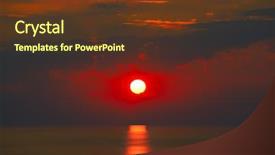  Presentation with sea sun - Slides with red sunrise with sun track background and a tawny brown colored foreground