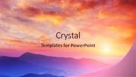  Presentation with red earedr turtle sunning - Colorful presentation design enhanced with red sunset in the mountains backdrop and a coral colored foreground