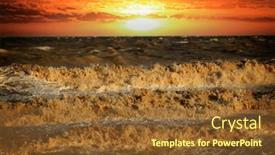  Presentation with stormy sea - PPT theme featuring red-sunset-over-stormy-sea background and a tawny brown colored foreground