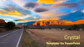  Presentation with sunset - PPT theme with red-sunset-the-magnificent-mallets background and a tawny brown colored foreground