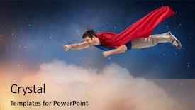  Presentation with super man - Cool new slides with red superhero cape flying backdrop and a lemonade colored foreground