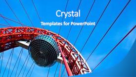  Presentation with bridge construction - Colorful PPT theme enhanced with red suspended bridge construction in moscow russia backdrop and a cobalt blue colored foreground