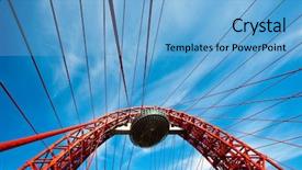  Presentation with construction red - Audience pleasing slide deck consisting of red suspended bridge construction in moscow russia backdrop and a light blue colored foreground