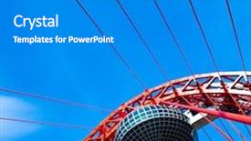  Presentation with construction red - Cool new PPT theme with red suspended bridge construction in moscow russia backdrop and a teal colored foreground