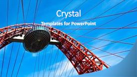  Presentation with construction red - Amazing theme having red suspended bridge construction in moscow russia backdrop and a teal colored foreground