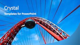  Presentation with construction red - Presentation theme having red suspended bridge construction in moscow russia background and a teal colored foreground