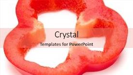  Presentation with pepper - Colorful presentation design enhanced with red sweet bell pepper slice isolated on white background cutout backdrop and a coral colored foreground