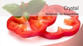  Presentation with sweet basil - Beautiful PPT layouts featuring red sweet bell pepper slices and basil leaves isolated on white background cutout backdrop and a lemonade colored foreground
