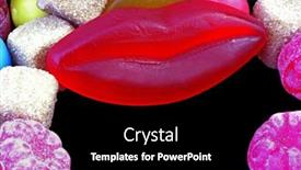  Presentation with sweet - Amazing slide set having red-sweet-lips-delicious-sweets backdrop and a black colored foreground