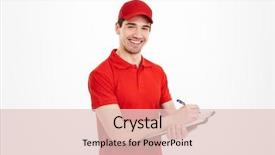  Presentation with information and communication technology in service delivery - Cool new slides with red t-shirt and cap backdrop and a lemonade colored foreground