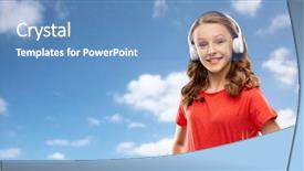  Presentation with music sign people - PPT layouts consisting of red t-shirt over blue background and a  colored foreground