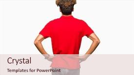  Presentation with afro - Slide set featuring red t-shirt standing backwards background and a  colored foreground