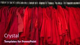  Presentation with closet - Presentation having red t-shirts on hangers on a shop wardrobe closet rail background and a crimson colored foreground