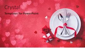  Presentation with table setting - PPT theme with red-table-setting-cutlery background and a red colored foreground