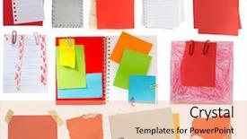  Presentation with red - Presentation design consisting of red tags and notes collection background and a coral colored foreground