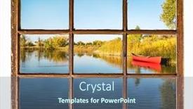  Presentation with fall lake - Audience pleasing slides consisting of red-tandem-canoe backdrop and a ocean colored foreground